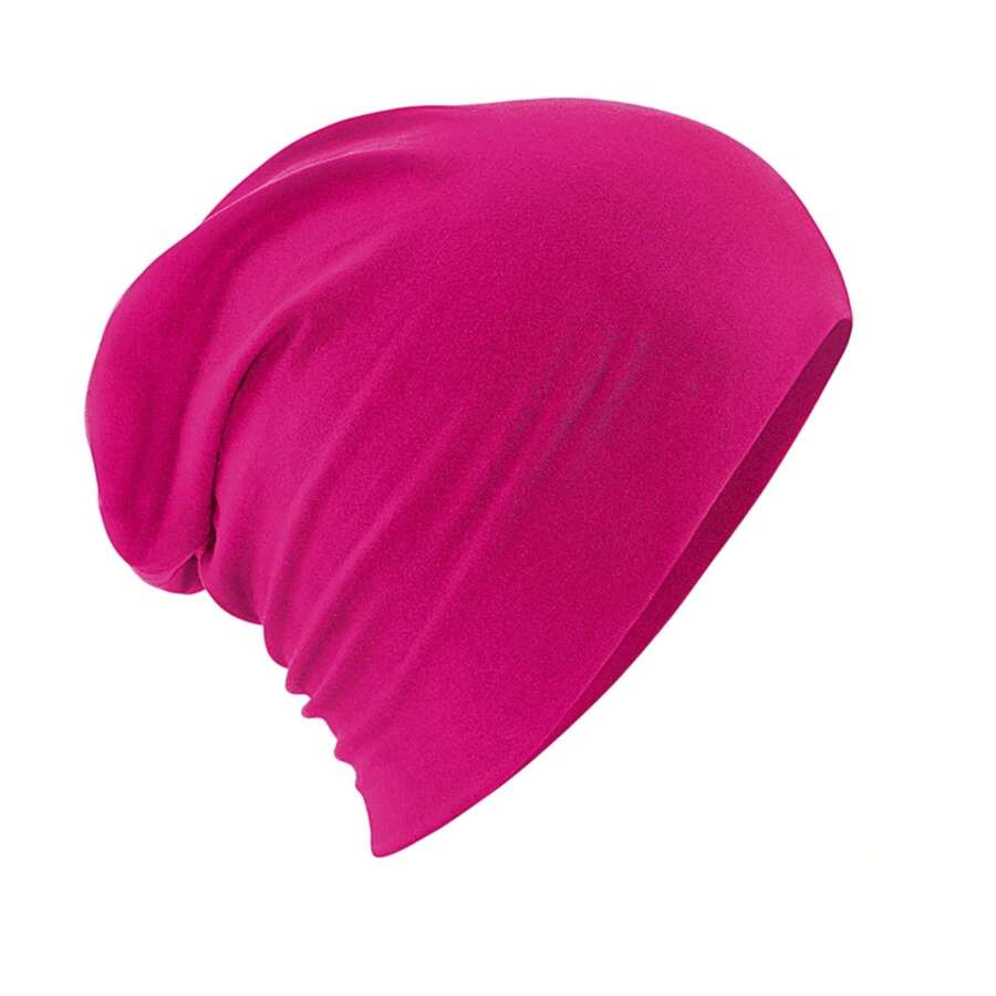 Beechfield Hemsedal Cotton Slouch Beanie (Fuchsia) - 95% Cotton/5% Elastane - Pink - View 1