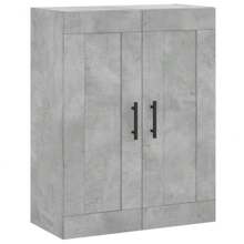 Ensemble de 2 armoires murales en bois d'ingénierie aspect béton gris, solutions de rangement modernes pour la cuisine ou le salon