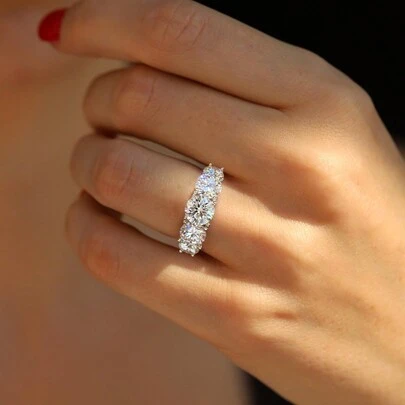 1pc Classic 6-Prong Moissanite Diamond Engagement/Wedding Ring, D Color, 0.5-2 Carat, 925 Sterling Silver, Suitable For Proposal, Wife/Girlfriend Gift, Birthday, Anniversary, Bridal Jewelry