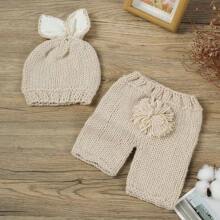 2pcs Newborn Photography Prop Animal Costume Outfits, Classic Knitted Baby Shower Easter Gift Sthings For Girls/Boys