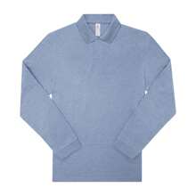 B&C Męska koszulka polo z długim rękawem My Heather (Heather Blue) - Niebieski - Zobacz 1
