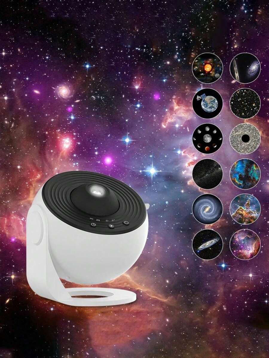 1 件全新升级版星系投影仪夜灯，星系投影仪和天文馆投影仪夜灯，可替换 13 个高清星系盘，360° 旋转、定时、投影夜灯静音设计，适用于室内外卧室、派对、露营、生日派对晚餐感恩节情人节圣诞节礼物，适合送给家人和朋友