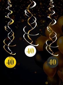 9 peças/Conjunto Bandeirolas Espirais de PVC + Espirais Duplas + Números em Folha, Adequado para Decorações de Festa de Aniversário de 18°/20°/30°/40°/50°, Também Pode Ser Usado para Decorações de Aniversário de 18/20/30/40/50