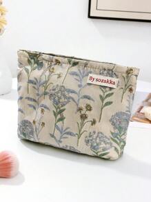 1 件蓝色提花面料蒲公英花手拿包便携式化妆包，时尚休闲时尚便携式化妆包，化妆包，小化妆包，化妆盒，可爱化妆包，化妆包，卫生巾，袋垫，空气荚，有线耳机，充电器，耳机，化妆旅行包，护肤包，女士化妆包，糖果，护士，女学生，节日礼物。 - 藍色 - 查看 2