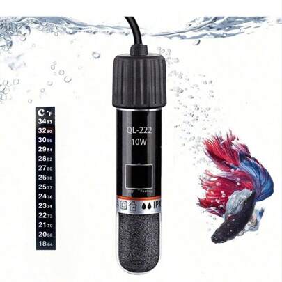 1pc Mini Aquarium Automatic Thermostat Rod + 1pc Digital Temperature Combo, Thermostat Rod Combo/5/10pcs Digital Color Changing Fish Tank Temperature Sticker Optional, Energy Saving Micro USB Constant Temperature Mini Fish Tank Thermostat Rod, Turtle Tropical Fish Freshwater Quartz Explosion-Proof, Mini Quartz Glass Tropical Fish Automatic Thermostat Controller, Explosion-Proof, Energy-Saving, Comes With 1pc Sticker Thermometer And Sucker