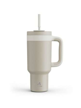 113 cl tumbler med handtag, 2-i-1 sugrör och lock, läckagesäker, diskmaskinsvänlig, isolerad resemugg i rostfritt stål, håller sig kall i 34 timmar, passar i bilens mugghållare