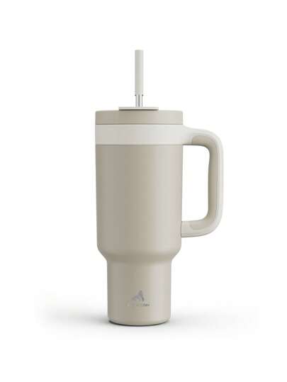 Vaso de 40 onzas con asa, tapa con pajita y boquilla de 2 en 1, a prueba de fugas, apto para lavavajillas, taza de viaje de acero inoxidable aislada, mantiene frío durante 34 horas, cabe en el portavasos del coche