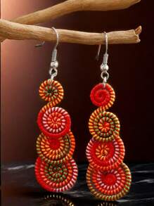 Handmade Colorful Retro Woven Rainbow Earrings, Fashionable Earrings For Women, Elegant Accessories For Home, Casual, Street, Party, Classic Souvenir, Ideal Gift For Valentine's Day, Birthday, Anniversary