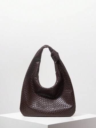Bolso de hombro de piel sintética tejida vintage, bolso de tela casual para damas, bolso de trabajo para mujeres, atuendo de Año Nuevo, bolso elegante para mujer (patrón aleatorio)
