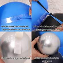 Kit de arco de guirnalda de globos Azul, Plata y Negro de 140 piezas, fondos de globos Azul marino y Oro, adecuado para fiestas de cumpleaños, temáticas o ceremonias de graduación. - Multicolor - Ver 5