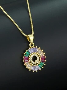Pingente de Letra Folheado a Ouro com Micro Pavê de CZ Arco-íris, Joias da Moda, Pingentes e Encantos com Inicial para Mulheres