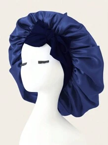 1pc Bow Floppy Band Sleeping Hat Beauty Cleaning Hair Care Hat Moon Hood Hat Wide Brim Elastic Hat Women's Solid Color Brim With Elastic Band, Fashionable And Comfortable Sleeping Cap, Breathable And Soft, Suitable For Long And Curly Hair, Non-Slip, Suitable For Sleeping, Home And Daily Use, Hair Care Cap Back To School