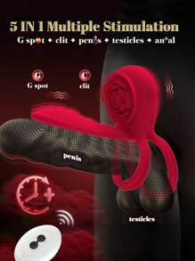Vibrating Cock Ring Penis Sleeve With Rose Clitoral Stimulator, Remote Control Penis Ring Vibrator Couples Adult Sex Toys For Men Women, Male Female Couple Sex Toy With G Spot Clitoris Vibrator