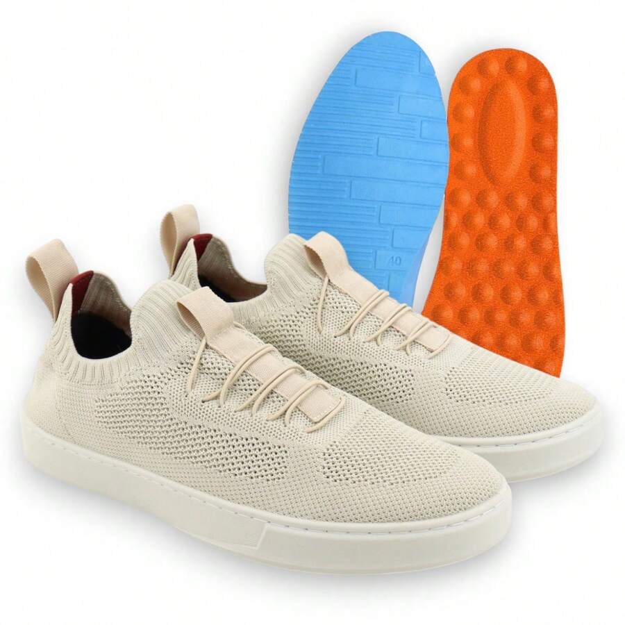 KnitFest Men's Casual Shoes Stitched Sole With Gel Insole Prime Shipping - Knit-creme - View 1