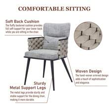 DYHOME Eetkamerstoelen set van 2, Nordic gestoffeerde stoel met metalen frame rugleuningen, armleuningen stoel voor woonkamer, eetkamer of slaapkamer