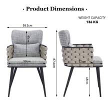 DYHOME Eetkamerstoelen set van 2, Nordic gestoffeerde stoel met metalen frame rugleuningen, armleuningen stoel voor woonkamer, eetkamer of slaapkamer