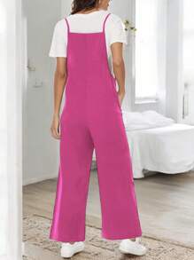 Palazzo Jumper Overol Moda Casual Dama Simona Comodo #SensaciónDelujo #EstiloRomanticoDeSanValentín - Rosa Fucsia - Ver 2