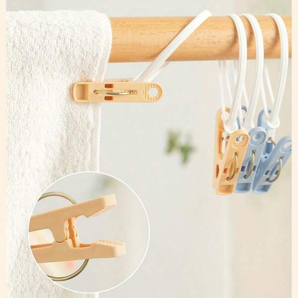 Wäscheklammern 1/5/15 Stück Wäscheklammern mit Kordel Aufhänger Clips Kleidung Clips kleine Mini Verschlussclips Plastikclips winddichte Fotoclips Bastelclips Ausstellungshalterungen platzsparend Metallclips leicht zu greifen Mehrzweck starker Griff Wäscheklammern für Zuhause und Wohnheim