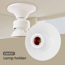 CILIA E26/E27 Lamp Socket Adapter Whit Cover ,Round White & Black Bulb Base Converter For LED/CFL/Incandescent Bulbs