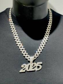 1 件时尚创意 2025 形状吊坠项链,嘻哈复古项链适合派对或日常佩戴,2025 新年礼物珠宝 - 數位吊墜 - 查看 13