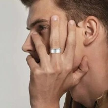 Custom Handwriting Letter NAME Spinner Stainless Steel Ring With Luxury Velvet Box For Couple Men And Women