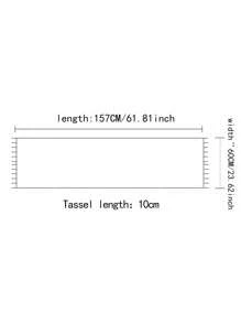 1 Pieza Chal De Felpa Cálido De Moda De Invierno, Color Sólido, Diseño Con Flecos, Envoltura Casual Y Diaria, Amigable Con La Piel, Combina Con Todo - Burdeos - Ver 6