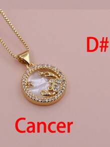 Micro Pavê, Micro Pavê, Charme de Concha de Luxo CZ, Charme das Doze Constelações, Pingente do Zodíaco para DIY Astrology Metal Handmade Colar