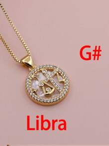 Micro Pavê, Micro Pavê, Charme de Concha de Luxo CZ, Charme das Doze Constelações, Pingente do Zodíaco para DIY Astrology Metal Handmade Colar