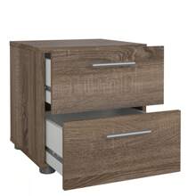 Mesa de noche de dormitorio con 2 cajones estilo Loft para adultos, color blanco-Vzcxgf