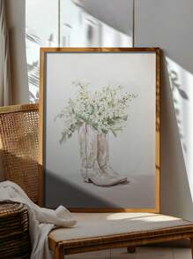 1 件乡村风牛仔靴配花、无框帆布墙面艺术印刷品、中性花卉西部育儿室装饰、沿海女牛仔美学海报、波西米亚宿舍、有趣而异想天开的创意帆布墙面装饰，适用于家庭卧室厨房客厅浴室、咖啡厅办公室卫生间 - 彩色 - 查看 4