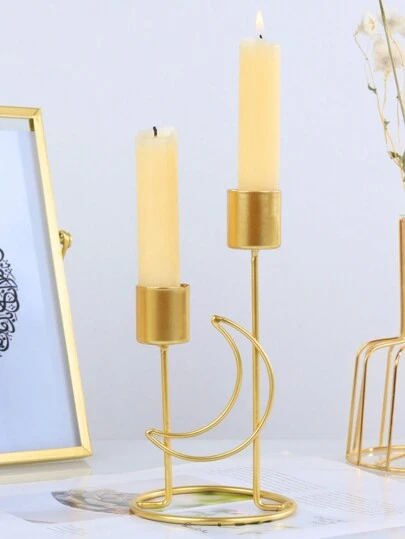 1pc Minimalist Wrought Iron Candle Holder, Home Hotel Decor, Fireplace Decor, Formal Dining Table Centerpiece, Date Night Ambiance Decor, Star, Moon, Lantern Shaped, Birthday Graduation Gift, Eid Gift