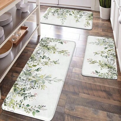1 件家居装饰、房间装饰、浴室装饰、浴室垫、防滑浴室垫、厨房装饰、厨房垫、浴室套装、入口垫、门垫、柔软毛绒表面、家居装饰、抗疲劳垫、桉树叶图案垫、农舍风格、柔软舒适的表面、缓解足部疲劳、女士情人节礼物生日男朋友女朋友浴室地毯地毯户外地毯门垫秋季装饰浴室配件返校入口装饰