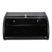 Living And Home Metal Roll Top Bread Container For Kitchen Countertop - Black 35cm W X 26cm D X 17cm H - View 6
