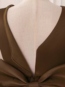 年轻女孩盖袖网眼公主裙，适合独立日派对、儿童生日派对、情人节礼物、舞会、派对、休闲日常穿着、乐器演奏、舞台表演、节日庆典 - 棕色 - 查看 5