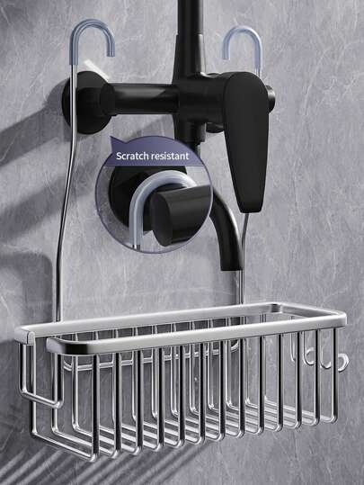 Mensola da bagno in alluminio, organizer da bagno in metallo, mensola da doccia, mensola da doccia in metallo antiruggine, organizer da appendere a parete per bagno senza forare, salvaspazio, colore nero/argento