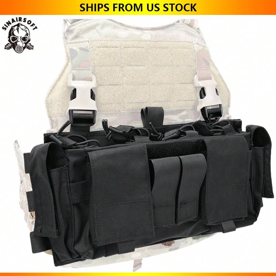 SINAIRSOFT Tactical Magazine Pouch,Mag Pouch,Tactical Vest Chest Rig Bag,MF Style Gen IV Compatible Placards For Magazines