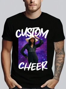 Customized Men's Personalized Loose Fit T-Shirt - Add Your Own And Text Images (Family Photo/Selfie/Pet Photo/Friend Photo) To Design Your Personalized Printed T-Shirt