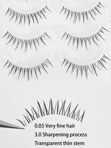 10pcs/Pack Korean Style Natural Look Transparent False Eyelashes For Lightweight & No Makeup Look