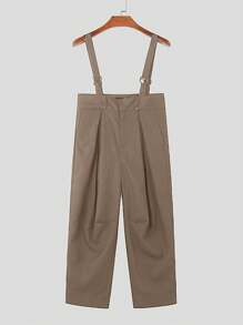 INCERUN Fashion Men Sleeveless Strappy Jumpsuits Harem Pants Casual Solid Long Bib Dungarees Rompers Cargo Overalls - 卡其色 - 查看 3