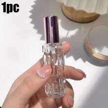 6 件 0.34 盎司透明空喷雾瓶带盖艺术设计化妆品香水乳液储存容器 DIY 美容工具，易于携带，适合旅行和外出，旅行配件家居浴室装饰秋季装饰返校香水瓶