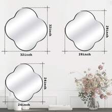 Decorative Wall Mirror 24inch, Irregular Wall Mirror With Metal Frame, Four-Leaf Clover Shaped Bathroom Vanity Wall Mirror, Art Deco Mirror For Living Room, Bedroom, Entryway Gifts