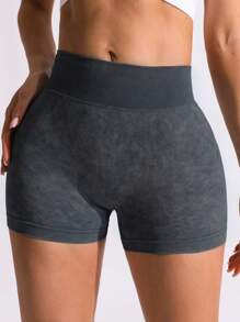 TCVC Short de yoga pour femme avec texture, taille froncée en V, peau amicale et polyvalent, haute élasticité pour soulever le ventre et les fesses, short de sport/yoga d'intérieur et d'extérieur