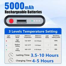 1 Pair Electric Heated Socks With 5000mAh Rechargeable Battery - 3 Heat Settings, 360° Warmth, Machine Washable For Winter Sports & Outdoor Activities (Skiing, Camping, Hiking, Ice Fishing, Hunting, Cycling) - Striped In White/Orange/Black - 白色和橙色 - 查看 5
