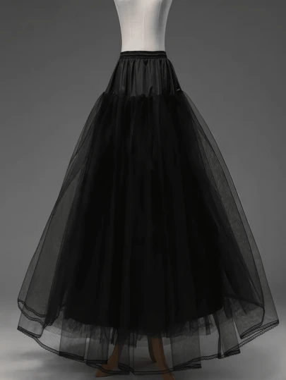 1 件女士黑色衬裙衬裙，松紧腰，适合摄影、婚纱配饰女士秋季服装