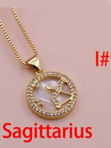 Micro Pavê, Micro Pavê, Charme de Concha de Luxo CZ, Charme das Doze Constelações, Pingente do Zodíaco para DIY Astrology Metal Handmade Colar