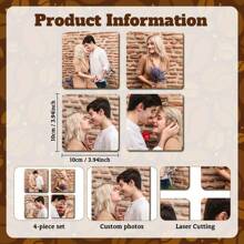 Porta-copos de Madeira Personalizados, Porta-copos de Madeira Personalizáveis com Foto/Imagem/Foto Impressa da Família, Adequado para Mesa de Centro, Mesa de Jantar, Cozinha, Decoração de Mesa do Escritório em Casa, Presente de Inauguração do Lar