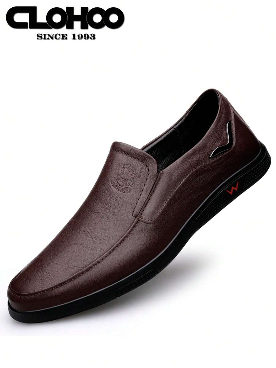 CLOHOO Brand Men's Shoes, 2-Layer Genuine Leather, Rubber Sole, Handmade Business Casual Leather Shoes - Dark Brown - View 1
