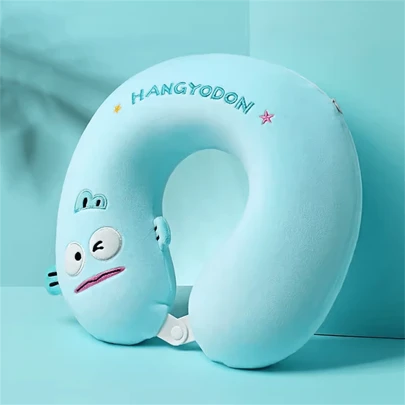 Miniso Sanrio Hangyodon Comfortable U-Shaped Pillow, Neck Support Pillow For Travel & Nap, Soft Memory Foam Neck Cushion