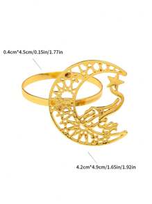 / Al-Adha 新月餐巾环、餐巾架适用于餐厅、聚会、婚礼 - 彩色 - 查看 6