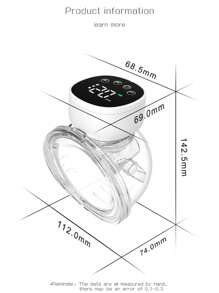 Electric Breast Pump For Girl, 1pc, 3 Modes, Anti-Backflow Design, Hand Free